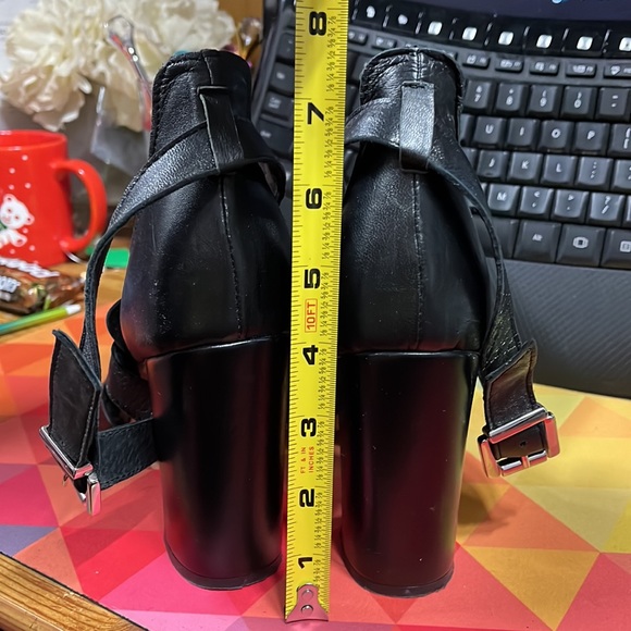 Adele Altman Roma Tall Block Heels with Ankle Straps Real Leather Made in Italy - Picture 4 of 7